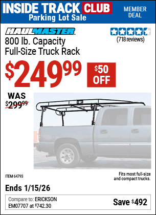Harbor Freight Coupons, HF Coupons, 20% off - HAUL-MASTER 800 Lbs. Capacity Full Size Truck Rack for $229.99