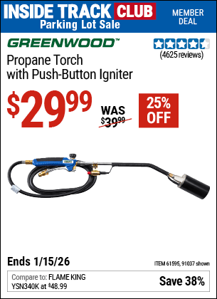 Harbor Freight Coupons, HF Coupons, 20% off - Propane Torch With Push Button Igniter