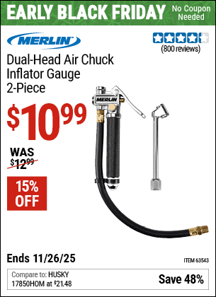 Harbor Freight Coupons, HF Coupons, 20% off - 2 Piece Dual Head Air Chuck Inflator Gauge
