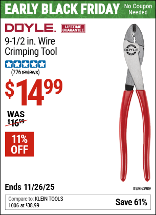 Harbor Freight Coupons, HF Coupons, 20% off - DOYLE 9-1/2 in. Wire Crimping Tool for $13.99
