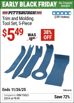 Harbor Freight Coupons, HF Coupons, 20% off - 5 Piece Trim And Molding Tool Set