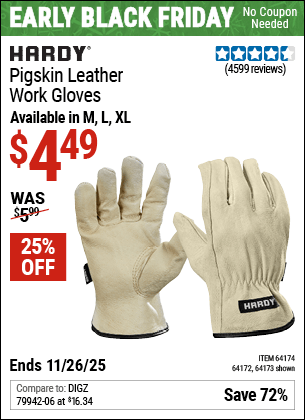 Harbor Freight Coupons, HF Coupons, 20% off - Pigskin Leather Work Gloves