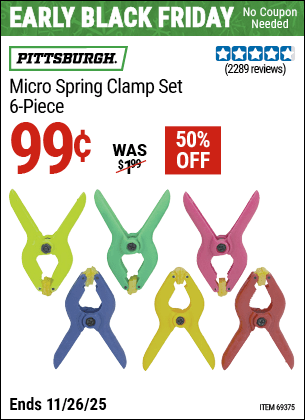 Harbor Freight Coupons, HF Coupons, 20% off - 6 Piece Micro Spring Clamp Set