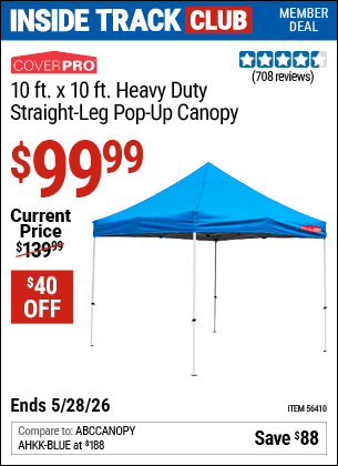 Harbor Freight Coupons, HF Coupons, 20% off - 10ft.x10ft. Heavy Duty Straight Leg Pop-up Canopy