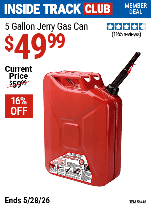 Harbor Freight Coupons, HF Coupons, 20% off - 5 Gallon Jerry Gas Can