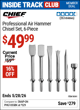 Harbor Freight Coupons, HF Coupons, 20% off - Professional 6 Pc. Air Hammer Chisel Set