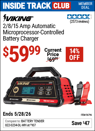 Harbor Freight Coupons, HF Coupons, 20% off - 2/8/15 Amp Automatic Microprocessor Controlled Battery Charger