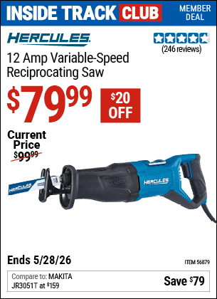 Harbor Freight Coupons, HF Coupons, 20% off - 12 Amp Variable Speed Reciprocating Saw