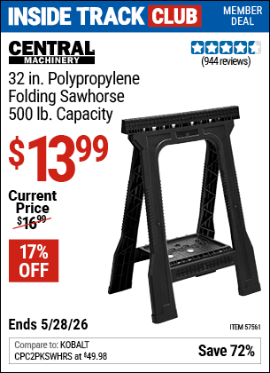 Harbor Freight Coupons, HF Coupons, 20% off - 500 lb. Sawhorse