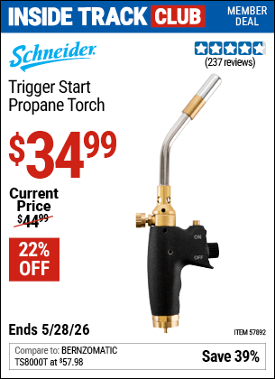Harbor Freight Coupons, HF Coupons, 20% off - SCHNEIDER Trigger Start Propane Torch for $34.99