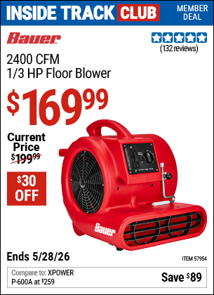 Harbor Freight Coupons, HF Coupons, 20% off - BAUER 2400 CFM 1/3 HP Floor Blower 