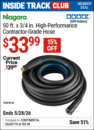 Harbor Freight Coupons, HF Coupons, 20% off - NIAGARA 50 ft. x 3/4 in. High Performance Contractor Grade Hose for $34.99