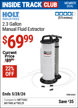 Harbor Freight Coupons, HF Coupons, 20% off - 2.3 Gal. Manual Fluid Extractor
