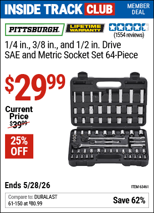 Harbor Freight Coupons, HF Coupons, 20% off - 64 Piece 1/4