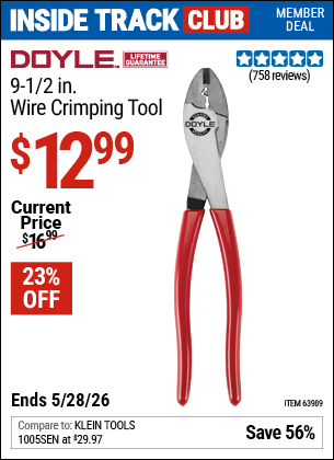 Harbor Freight Coupons, HF Coupons, 20% off - DOYLE 9-1/2 in. Wire Crimping Tool for $13.99