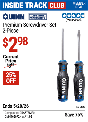 Harbor Freight Coupons, HF Coupons, 20% off - Quinn 2 Pc Premium Screwdriver Set