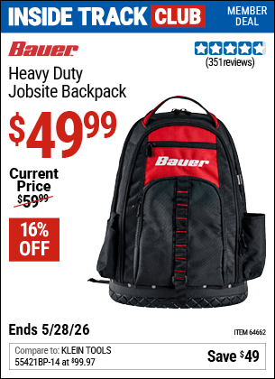 Harbor Freight Coupons, HF Coupons, 20% off - Heavy Duty Jobsite Backpack