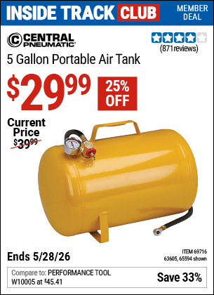 Harbor Freight Coupons, HF Coupons, 20% off - 5 Gallon Portable Air Tank