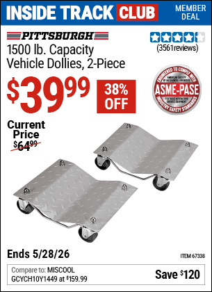 Harbor Freight Coupons, HF Coupons, 20% off - 2 Piece 1500 Lb. Capacity Vehicle Wheel Dollies