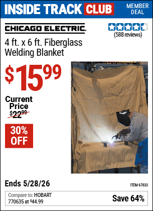 Harbor Freight Coupons, HF Coupons, 20% off - 4 Ft. X 6 Ft. Fiberglass Welding Blanket