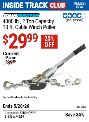 Harbor Freight Coupons, HF Coupons, 20% off - 8000 Lb. Capacity Cable Winch Puller