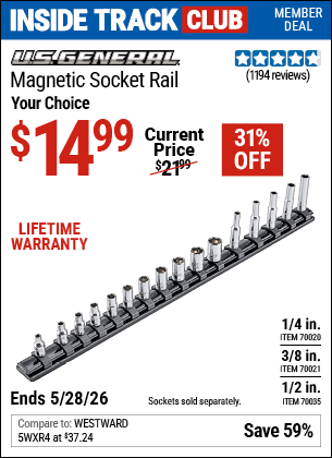 Harbor Freight Coupons, HF Coupons, 20% off - U.s. General Magnetic Socket Rails