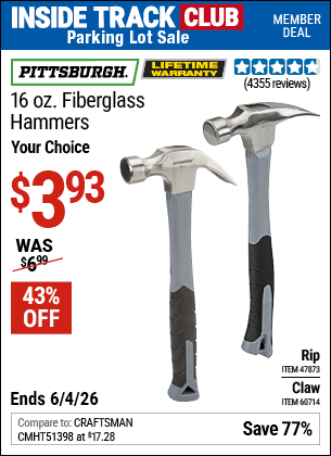 Harbor Freight Coupons, HF Coupons, 20% off - 16 Oz. Fiberglass Handle Hammers