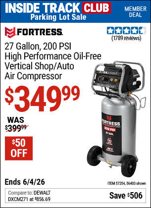 Harbor Freight Coupons, HF Coupons, 20% off - Fortress 27 Gallon Oil-free Professional Air Compressor