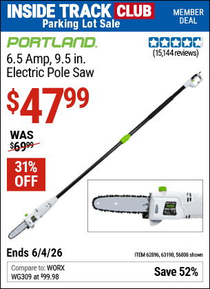 Harbor Freight Coupons, HF Coupons, 20% off - 7 Amp 1.5 Hp Electric Pole Saw