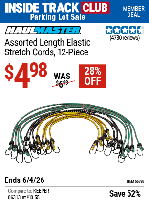 Harbor Freight Coupons, HF Coupons, 20% off - HAUL-MASTER Assorted Length Elastic Stretch Cords 12 Pc. for $3.99