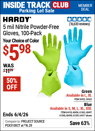 Harbor Freight Coupons, HF Coupons, 20% off - Powder-Free Nitrile Gloves Pack of 100