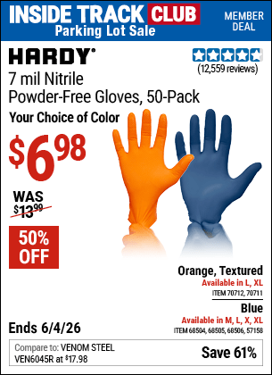 Harbor Freight Coupons, HF Coupons, 20% off - 7 mil Nitrile Powder-Free Gloves, 50 Pc. XX-Large