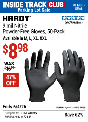 Harbor Freight Coupons, HF Coupons, 20% off - HARDY 9 mil Nitrile Powder-Free Gloves XX-Large 