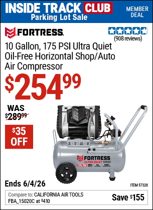 Harbor Freight Coupons, HF Coupons, 20% off - 10 Gallon 175 PSI Ultra Quiet Horizontal Shop/Auto Air Compressor