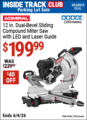 Harbor Freight Coupons, HF Coupons, 20% off - 12 in. Dual-Bevel Sliding Compound Miter Saw with LED & Laser Guide