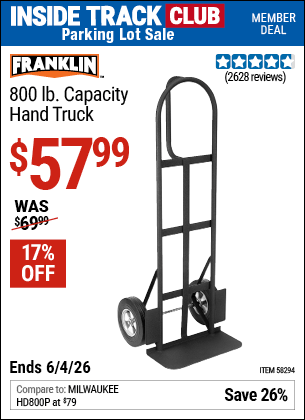 Harbor Freight Coupons, HF Coupons, 20% off - FRANKLIN 800 lb. Capacity Hand Truck 