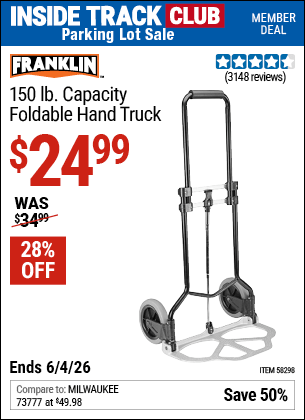 Harbor Freight Coupons, HF Coupons, 20% off - FRANKLIN 150 lb. Capacity Foldable Hand Truck 