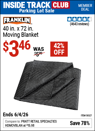 Harbor Freight Coupons, HF Coupons, 20% off - FRANKLIN 40 in. x 72 in. Moving Blanket 