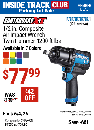 Harbor Freight Coupons, HF Coupons, 20% off - EARTHQUAKE 1/2 in. Composite Xtreme Torque Air Impact Wrench 