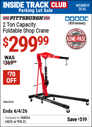 Harbor Freight Coupons, HF Coupons, 20% off - PITTSBURGH 2 Ton-Capacity Foldable Shop Crane 