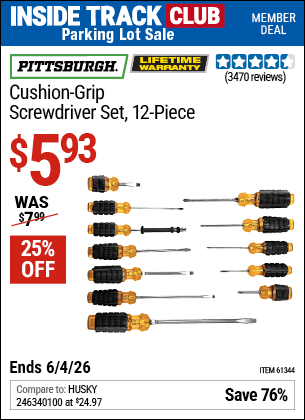 Harbor Freight Coupons, HF Coupons, 20% off - 12 Piece Cushion Grip Screwdriver Set