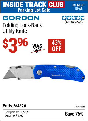 Harbor Freight Coupons, HF Coupons, 20% off - Folding Locking Back Utility Knife