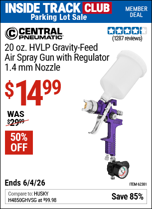 Harbor Freight Coupons, HF Coupons, 20% off - 20 Oz. Hvlp Gravity Feed Air Spray Gun With Regulator