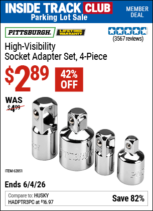 Harbor Freight Coupons, HF Coupons, 20% off - 4 Piece High Visibility Socket Adapter Set
