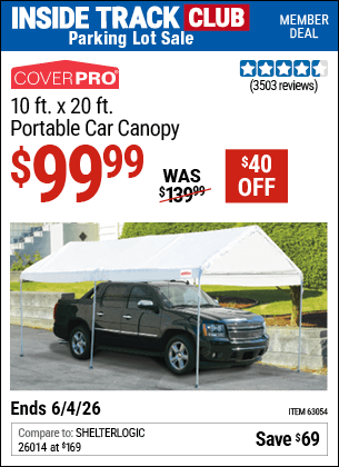 Harbor Freight Coupons, HF Coupons, 20% off - 10 Ft X 20 Ft Car Canopy