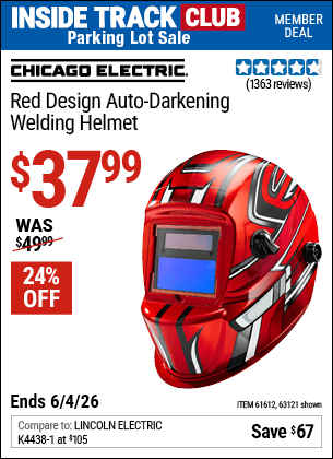 Harbor Freight Coupons, HF Coupons, 20% off - Red Design Auto-darkening Welding Helmet