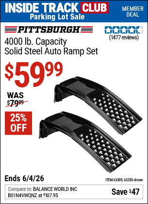 Harbor Freight Coupons, HF Coupons, 20% off - 2 Piece Solid Steel Auto Ramp Set