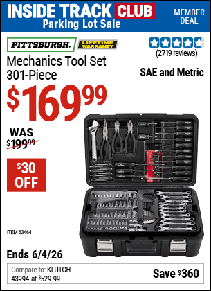 Harbor Freight Coupons, HF Coupons, 20% off - 301 Piece Master Mechanic's Tool Kit