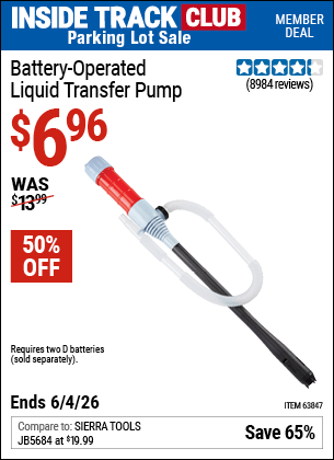 Harbor Freight Coupons, HF Coupons, 20% off - Battery Operated Liquid Transfer Pump