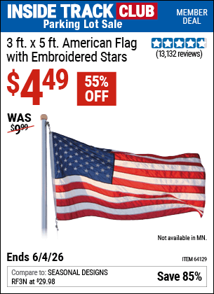 Harbor Freight Coupons, HF Coupons, 20% off - 3 Ft. X 5 Ft. American Flag With Embroidered Stars